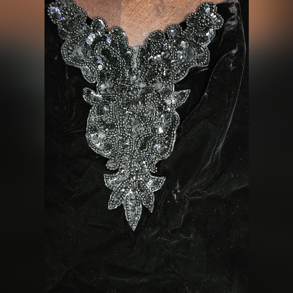 Vintage Dave & Johnny Black Gown with Silver Details - Picture 2 of 4
